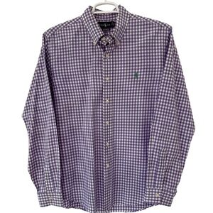 Ralph Lauren Shirt Mens Extra‎ Large Purple White Buttondown Checkered